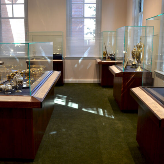 trophy room of museum cases by empire exhibits in albany new york