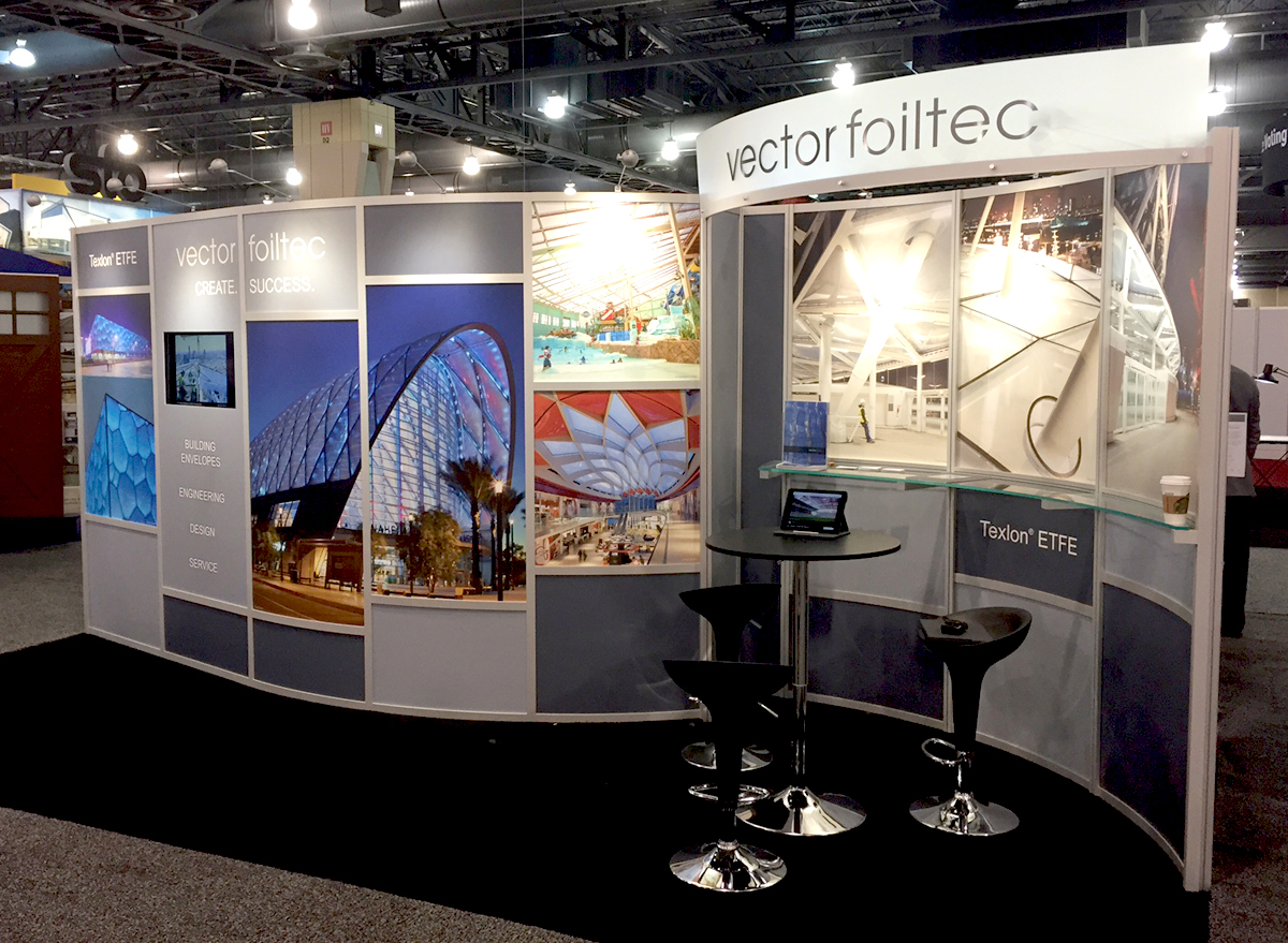 trade show booth for vector folitec with curved walls