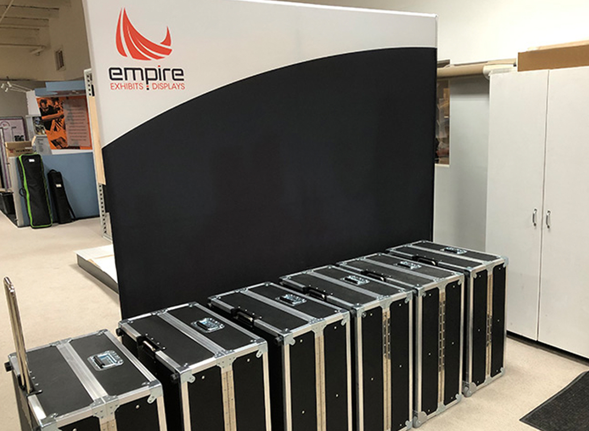 Cases holding displays lined up in the Empire shop
